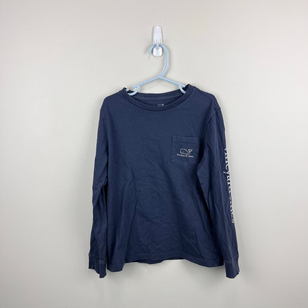 Vineyard Vines Long Sleeve Vintage Whale Pocket Tee Shirt Navy Blue 7